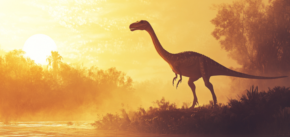 A digital painting of Gallimimus in profile