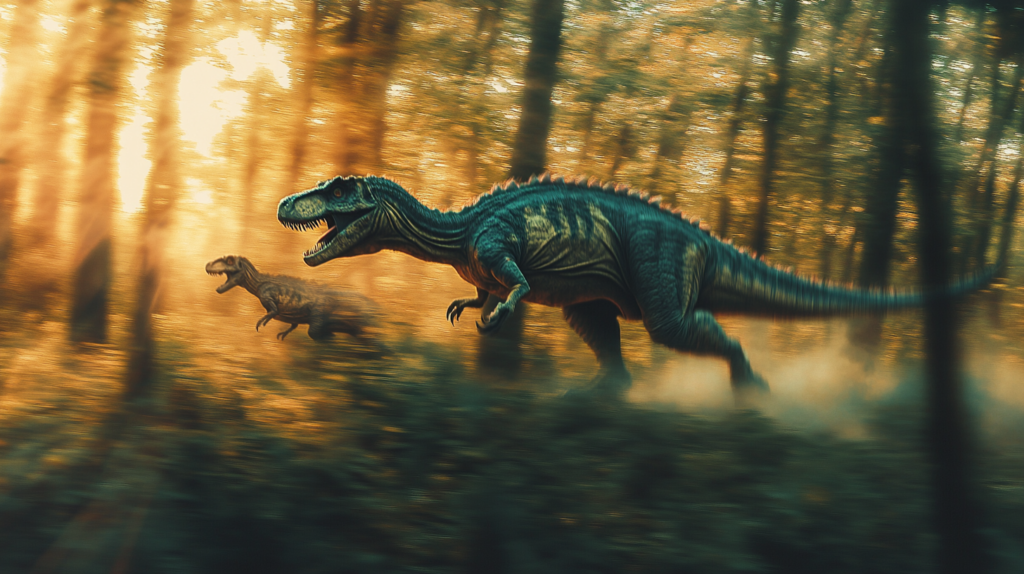 Allosaurus hunting smaller dinosaurs