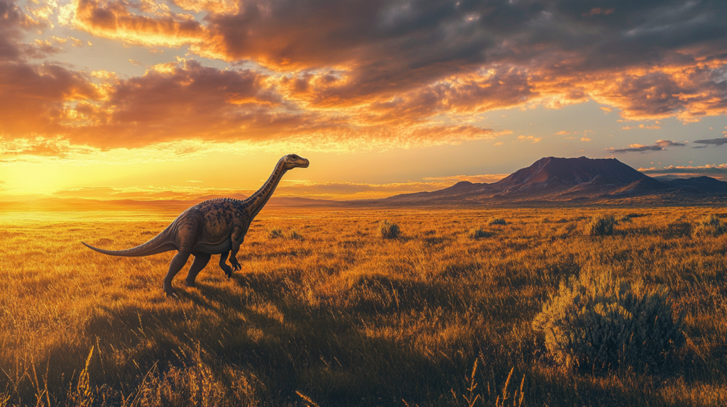 Gallimimus roaming the open plains of ancient Mongolia