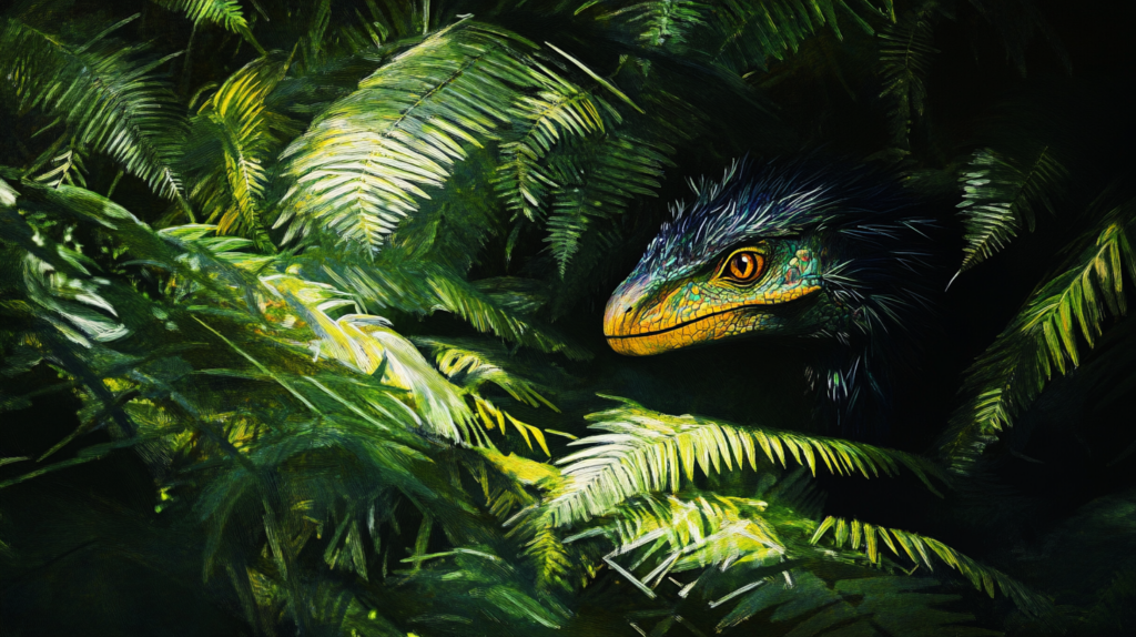 Compsognathus hiding under ferns