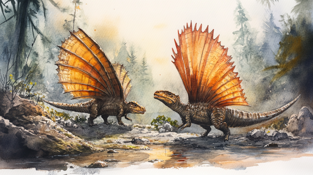 Dimetrodon juveniles exploring their surroundings