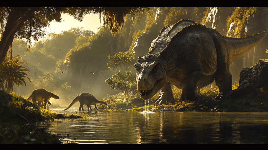 A Giganotosaurus interacting with its environment