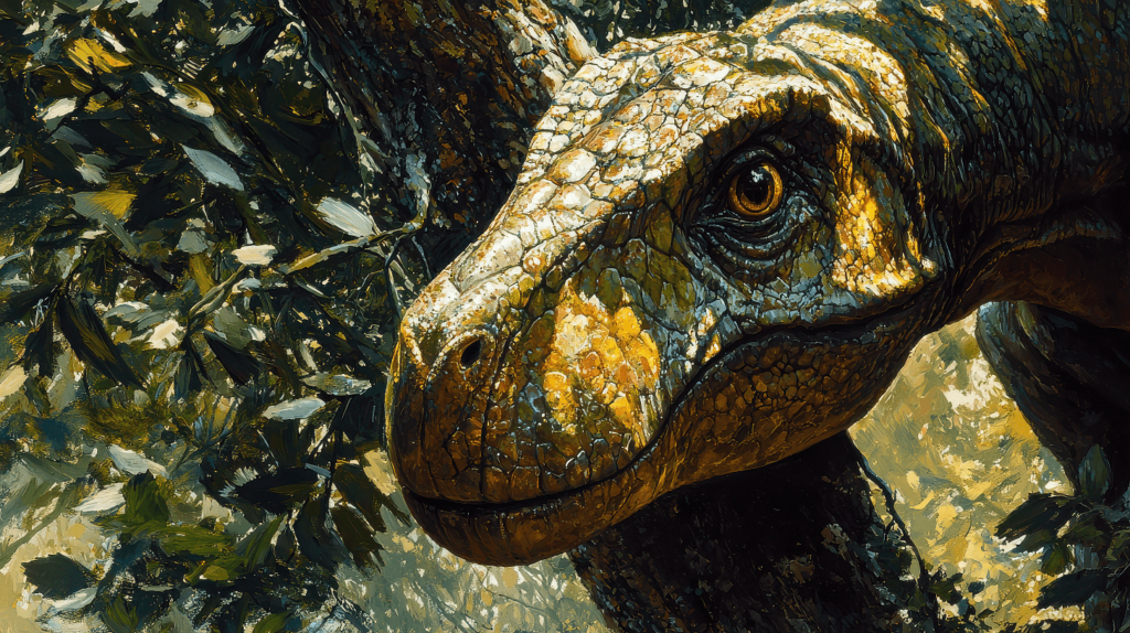 Close-up view of an Apatosaurus head and neck