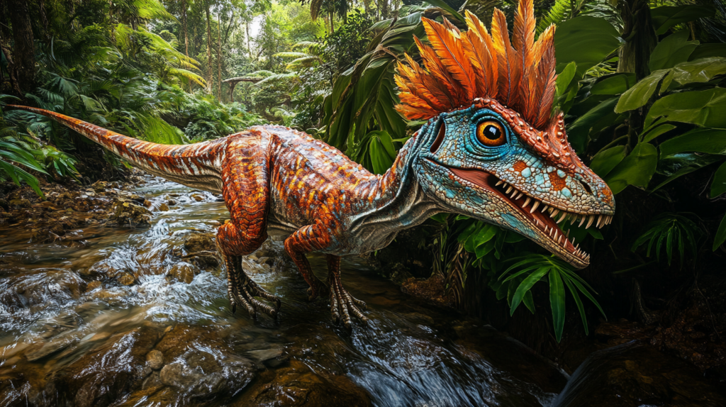 Deinonychus near a prehistoric riverbank